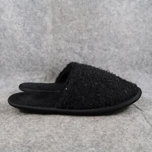 Casual Slippers Womens Shoes Slip On Flats Mules Comfort Black Polyester Slide